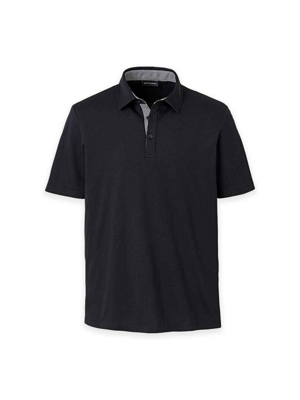 Product Image of Mercerized Cotton Three Button Polo-Black