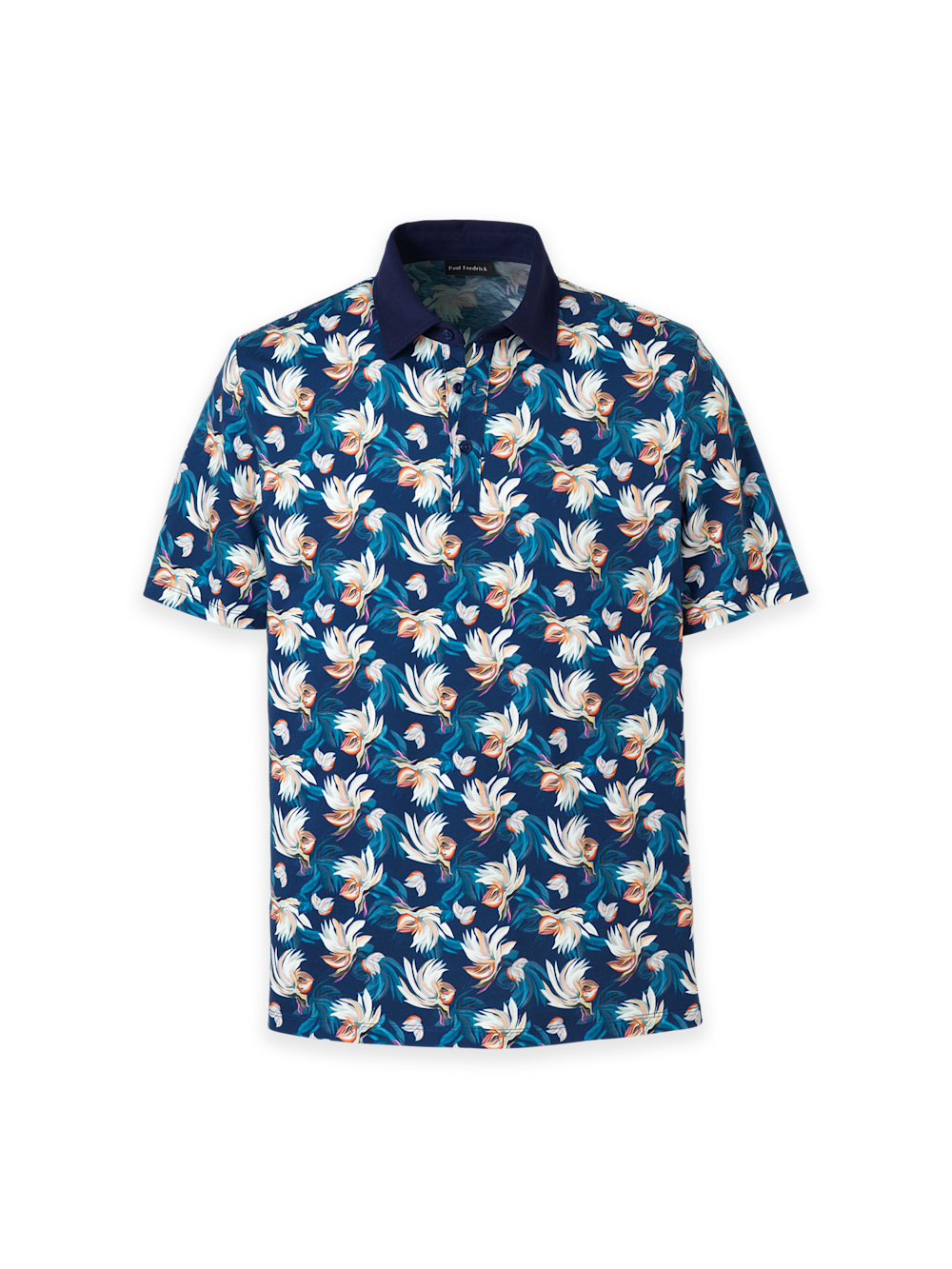 Product Image of Cotton Three Button Polo-Blue