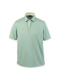 Cotton Blend Three Button Polo - Green