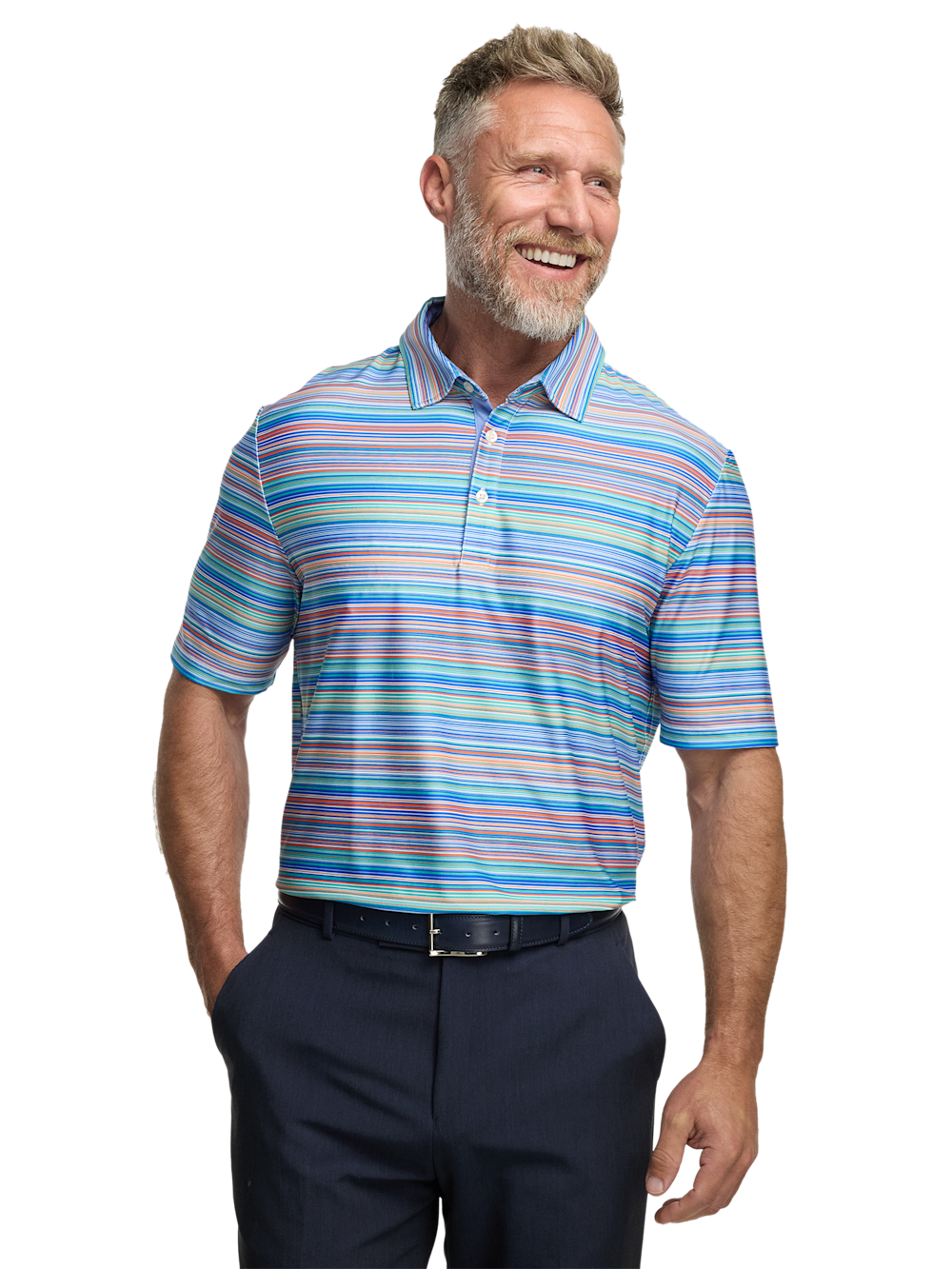 Alternate Image of Performance Blend Three Button Patterned Performance Polo-4