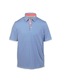 Performance Blend Three Button Patterned Performance Polo - Navy