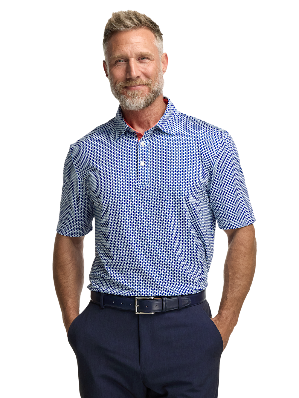 Alternate Image of Performance Blend Three Button Patterned Performance Polo-4