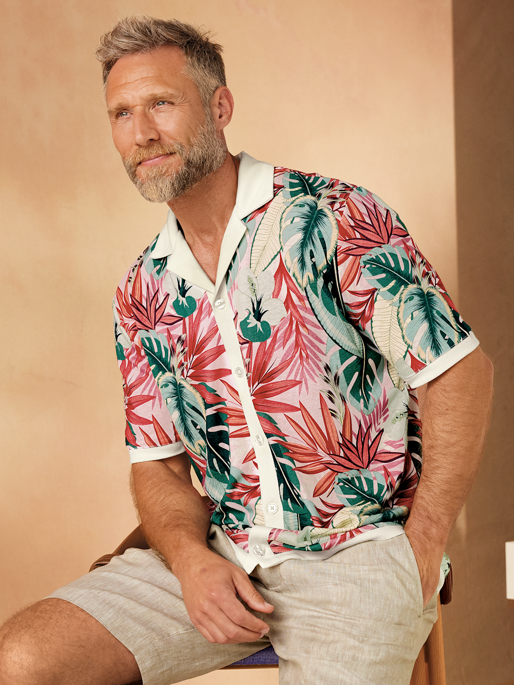 Alternate Image of Linen Blend Full Button Front Camp Collar-6