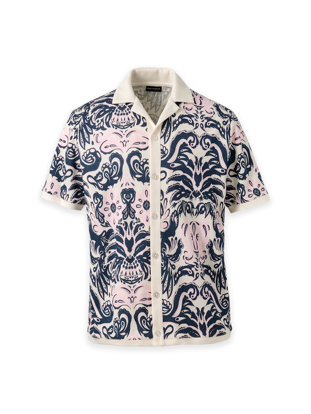 Product Image of Linen Blend Button Front Camp-Navy/Pink