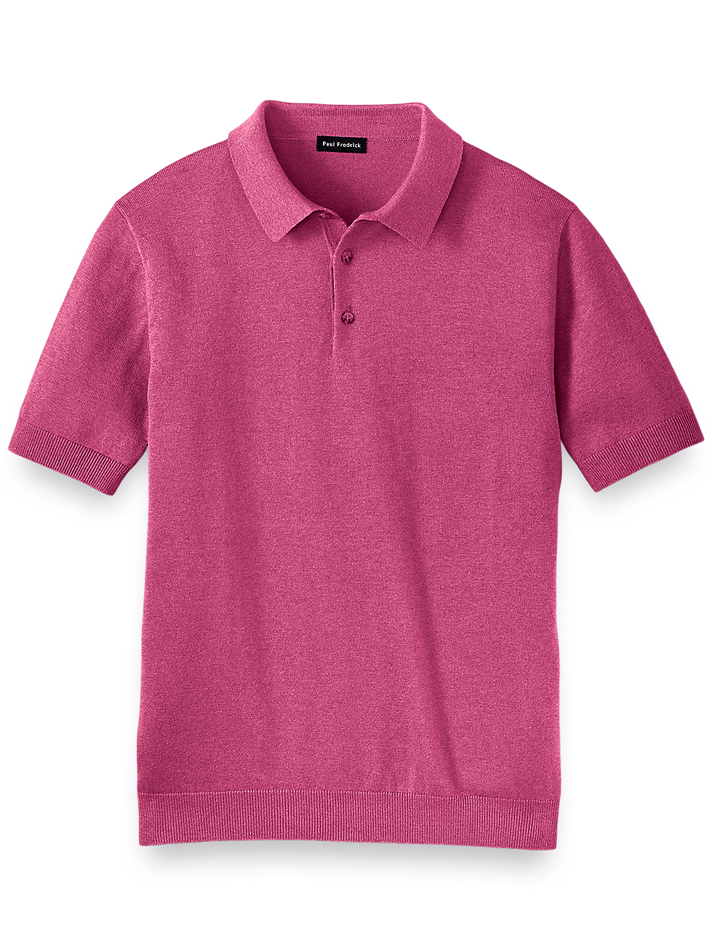 Product Image of Silk Cotton And Cashmere Three Button Polo-Berry