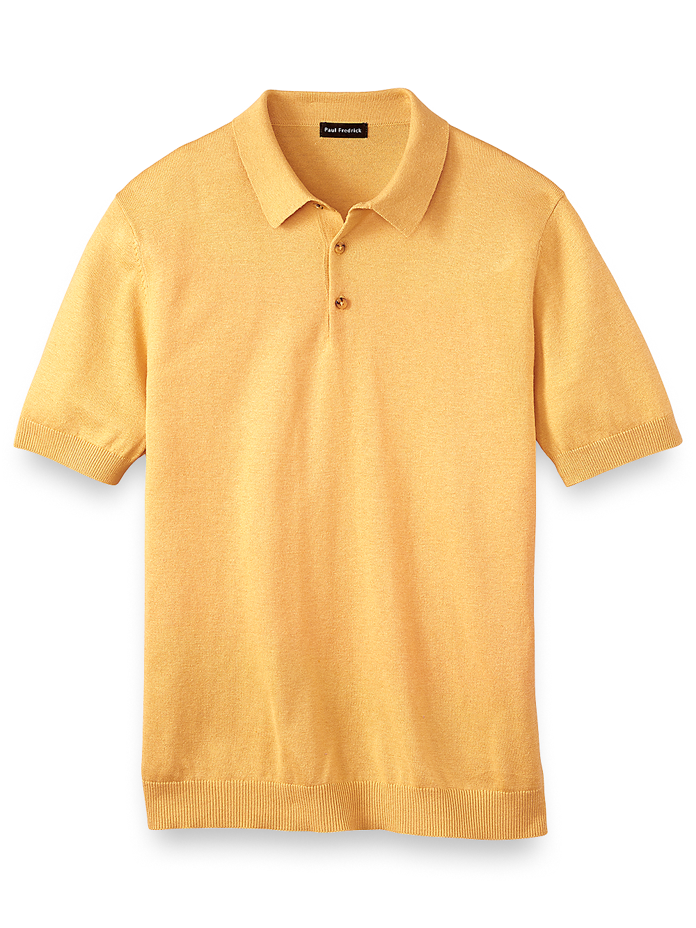 Product Image of Silk Cotton And Cashmere Three Button Polo-Yellow