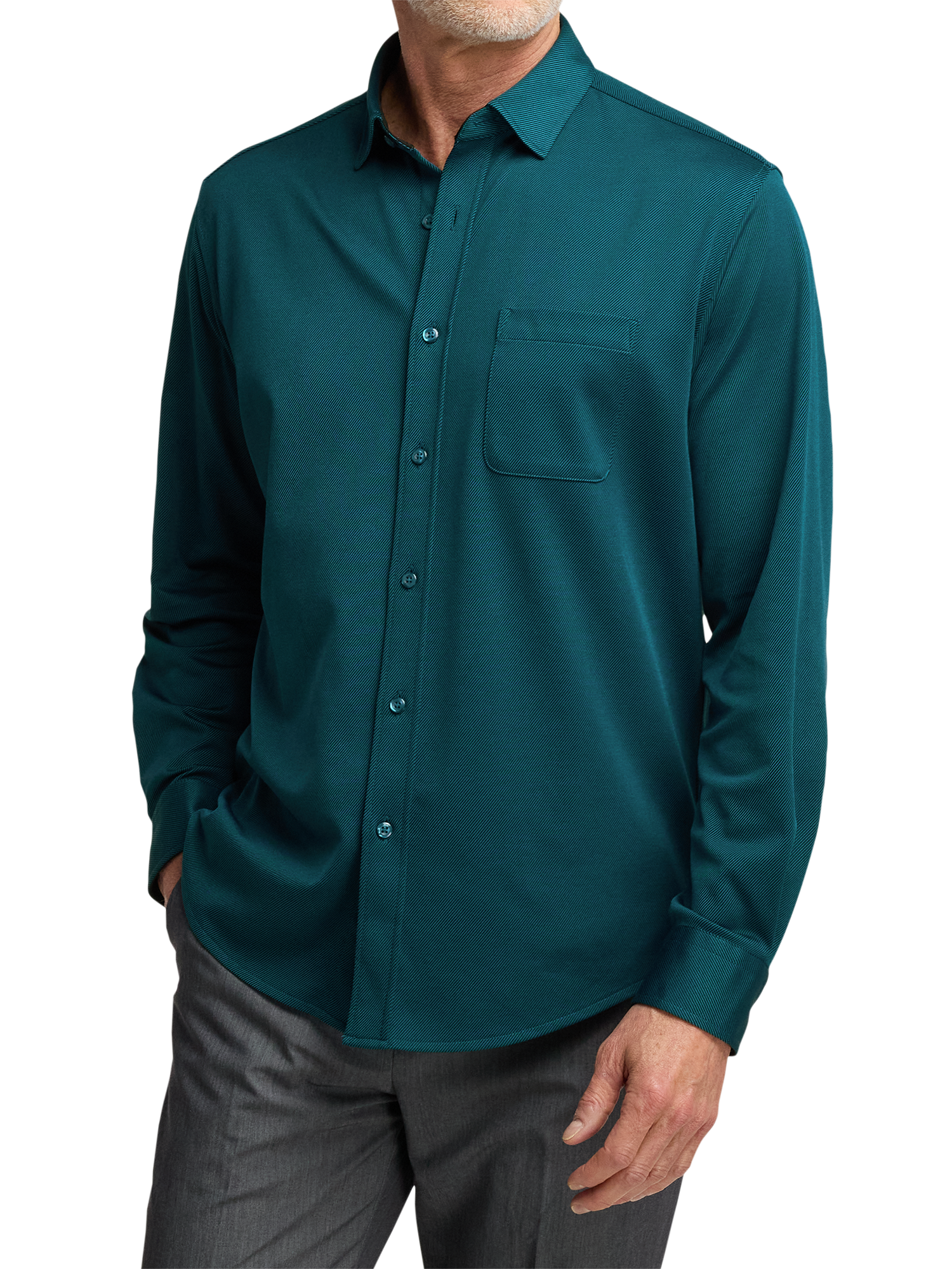 Cotton Blend Button Front Polo - Teal