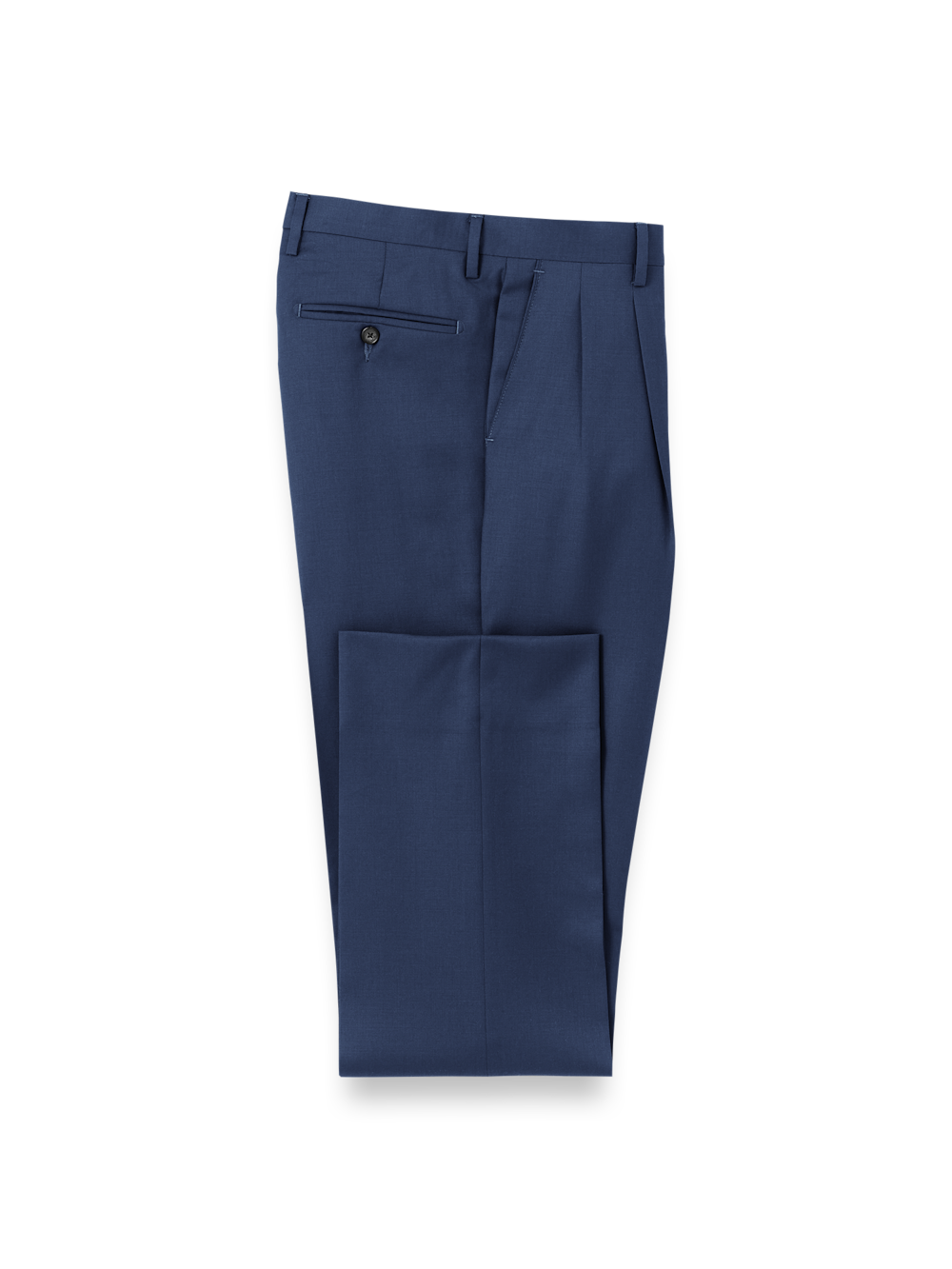 Product Image of Wool Gabardine Pants-Bright Navy#model_pleated front