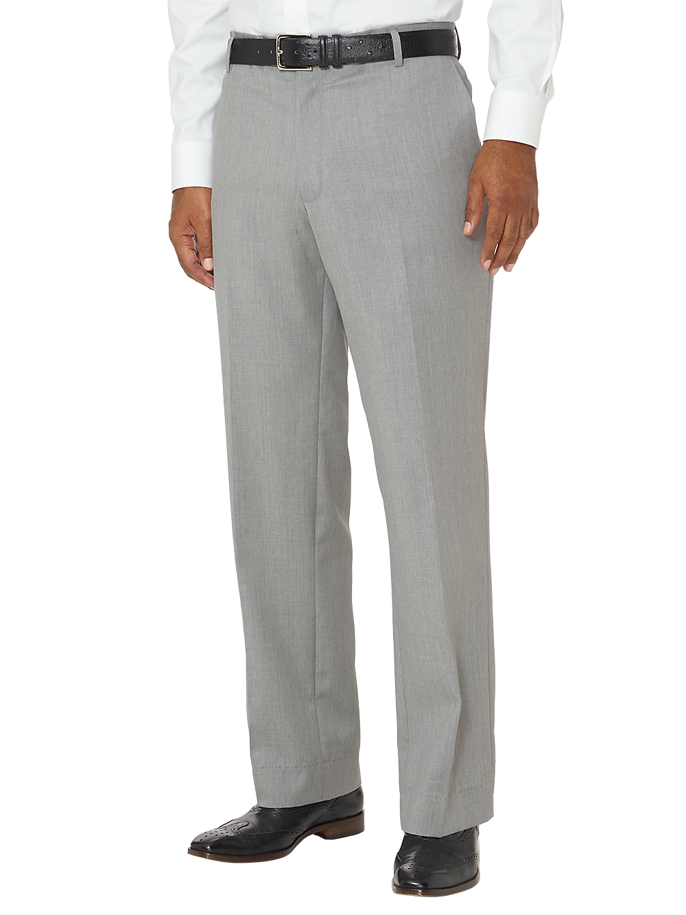 Product Image of Tailored Fit Wool Gabardine Flat Front Pant-Pearl Grey