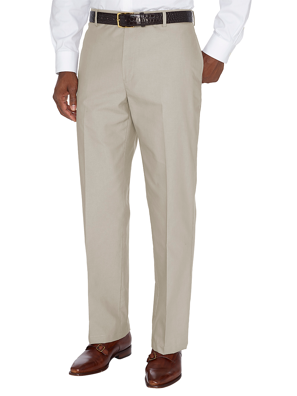 Product Image of Non-iron Supima Dress Chino Flat Front Pants-British Tan#model_flat front