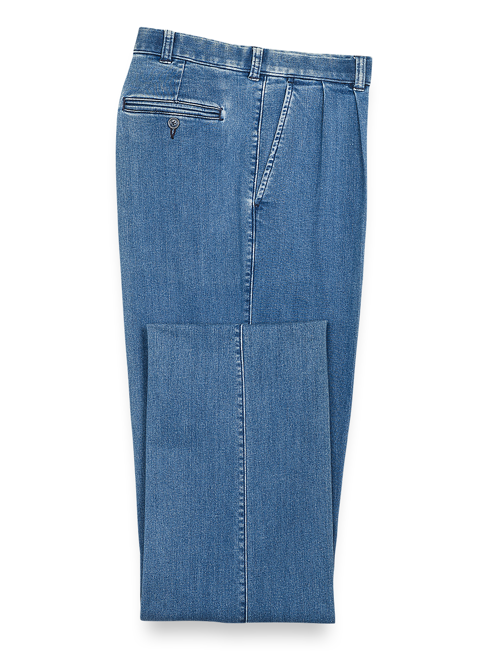 Pleated Denim Pants - Medium Blue – Paul Fredrick Pleated Denim Pants - Medium Blue – Paul Fredrick