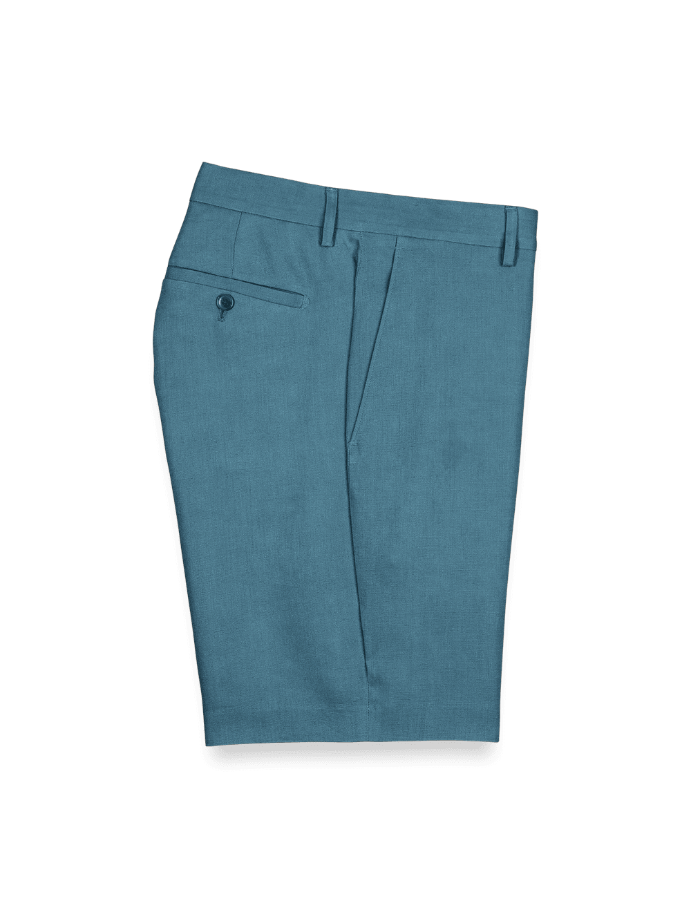 Product Image of Linen Flat Front Shorts-Teal#model_flat front