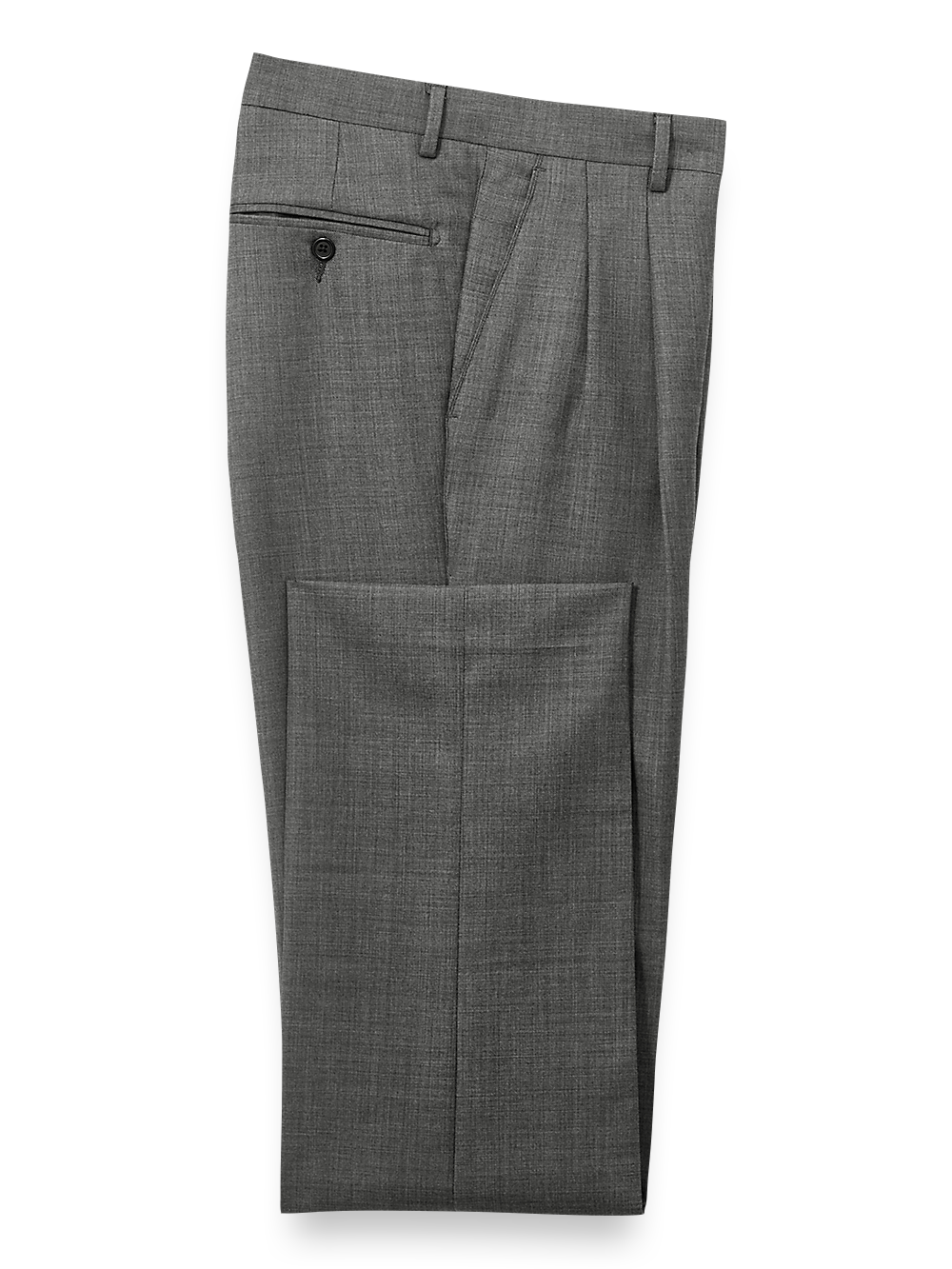 Product Image of Wool Sharkskin Pleated Pants-Charcoal#model_pleated front