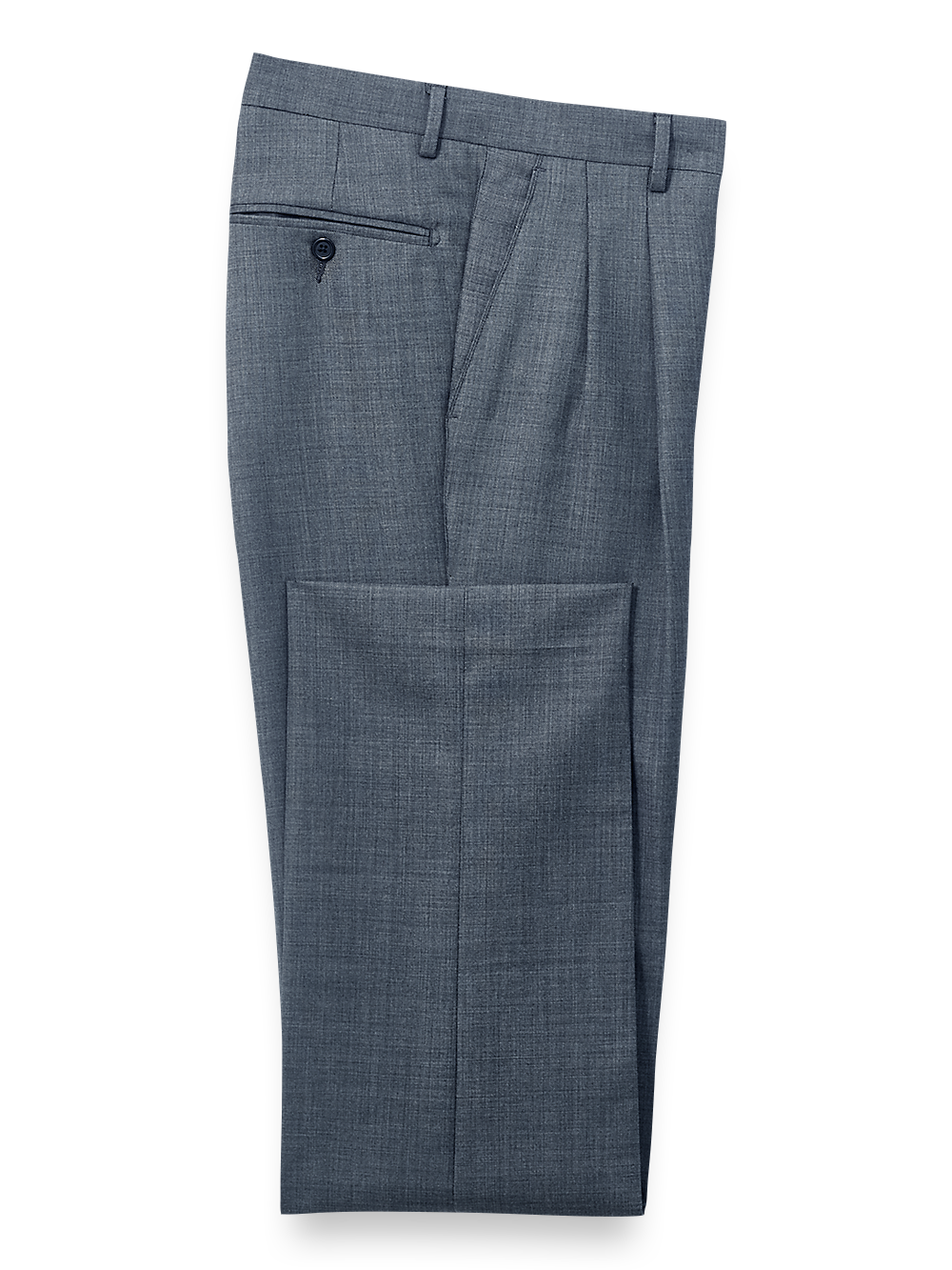 Product Image of Wool Sharkskin Pleated Pants-Blue#model_pleated front