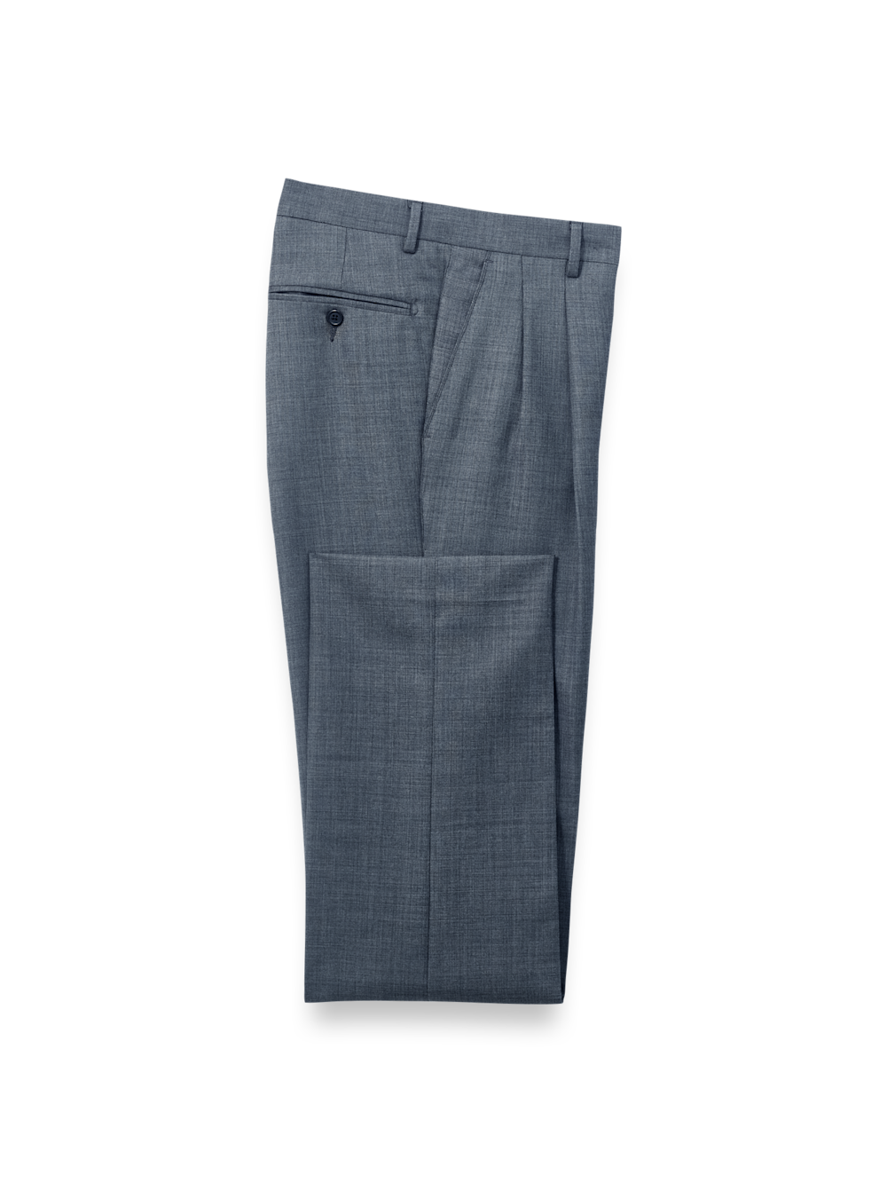 Product Image of Wool Sharkskin Pants-Blue#model_pleated front