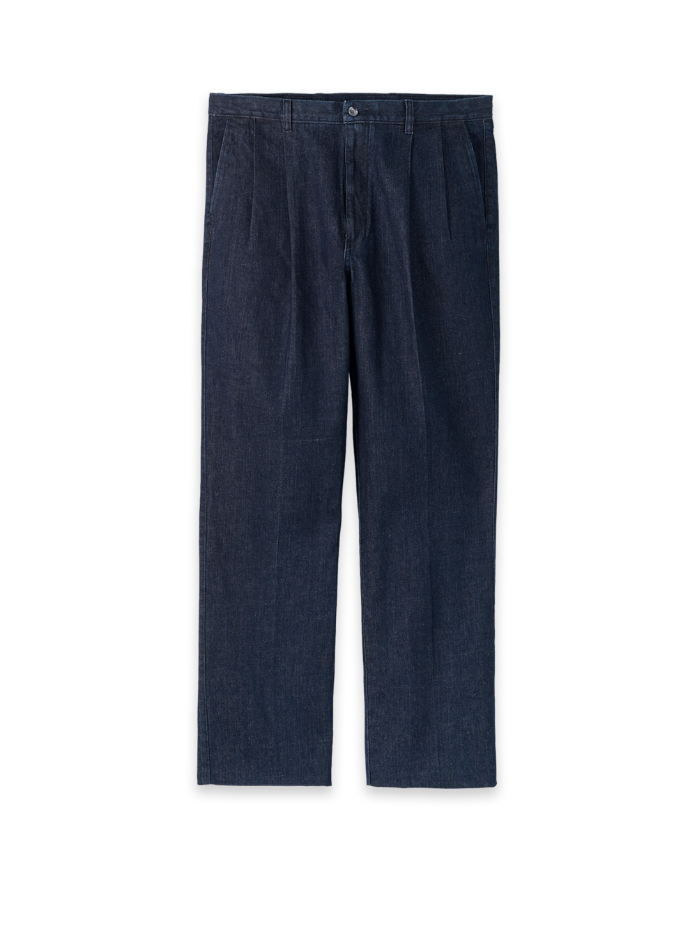 Pleat Front Denim Pants#model_pleated front
