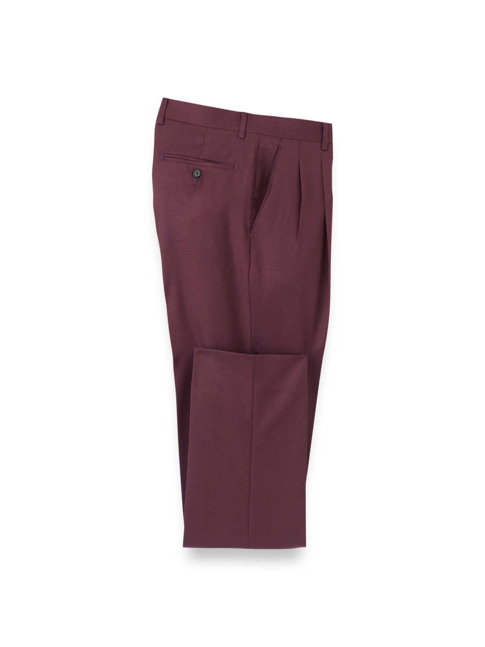 Product Image of Wool Gabardine Pants-Burgundy#model_pleated front