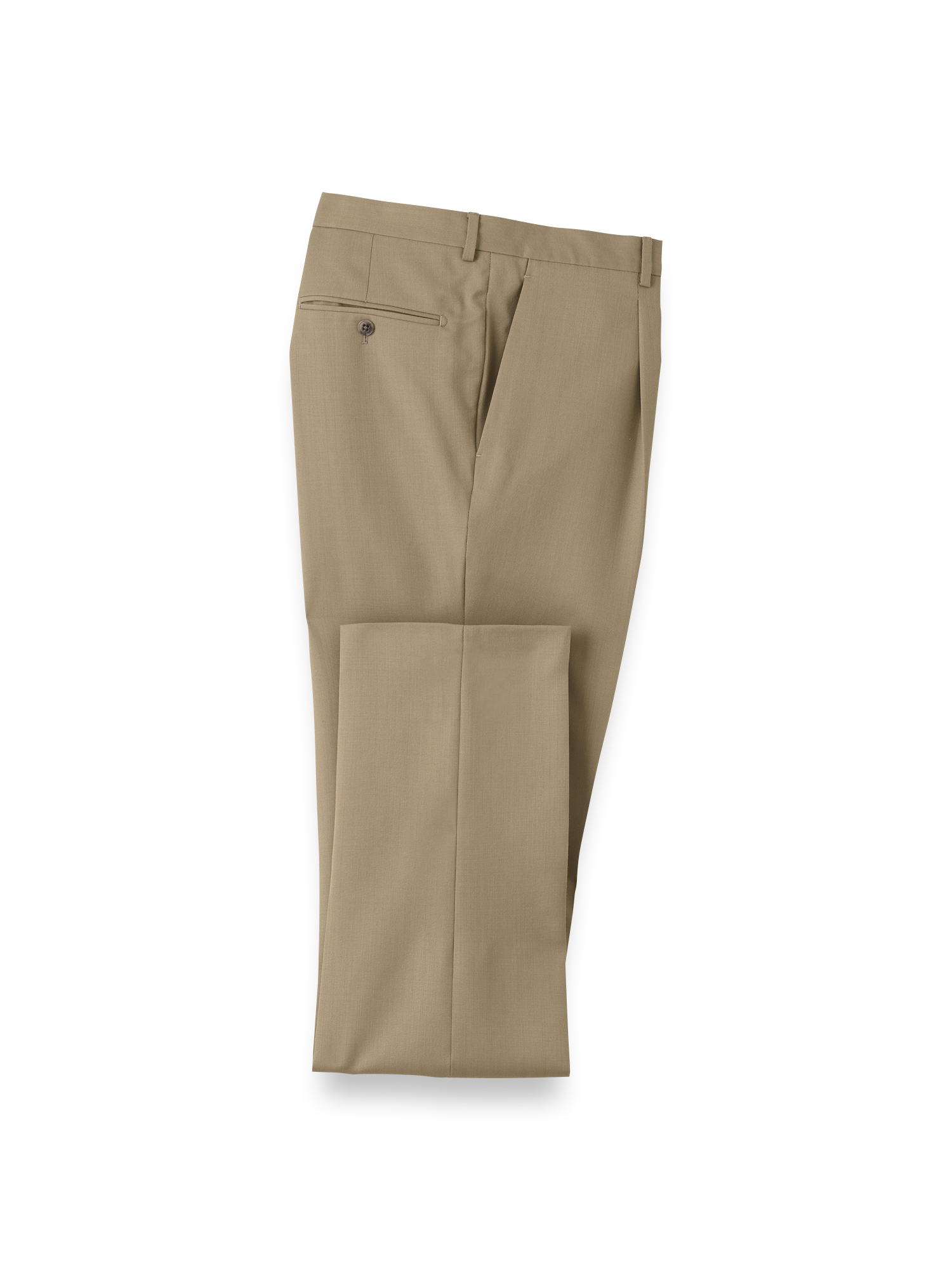 Wool Single Pleat Pants - British Tan