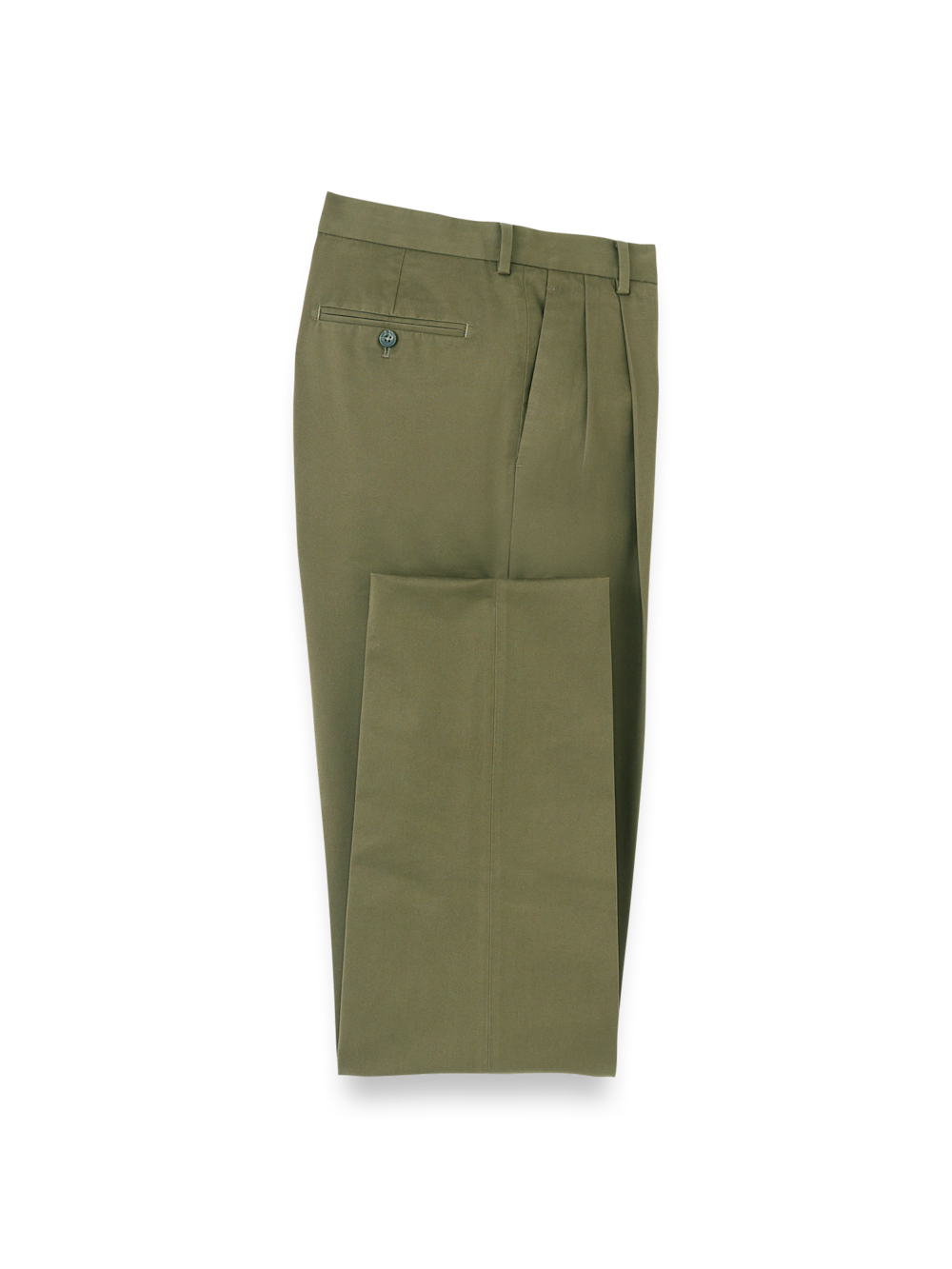 Product Image of Non-iron Cotton Stretch Twill Pant-Olive#model_pleated front