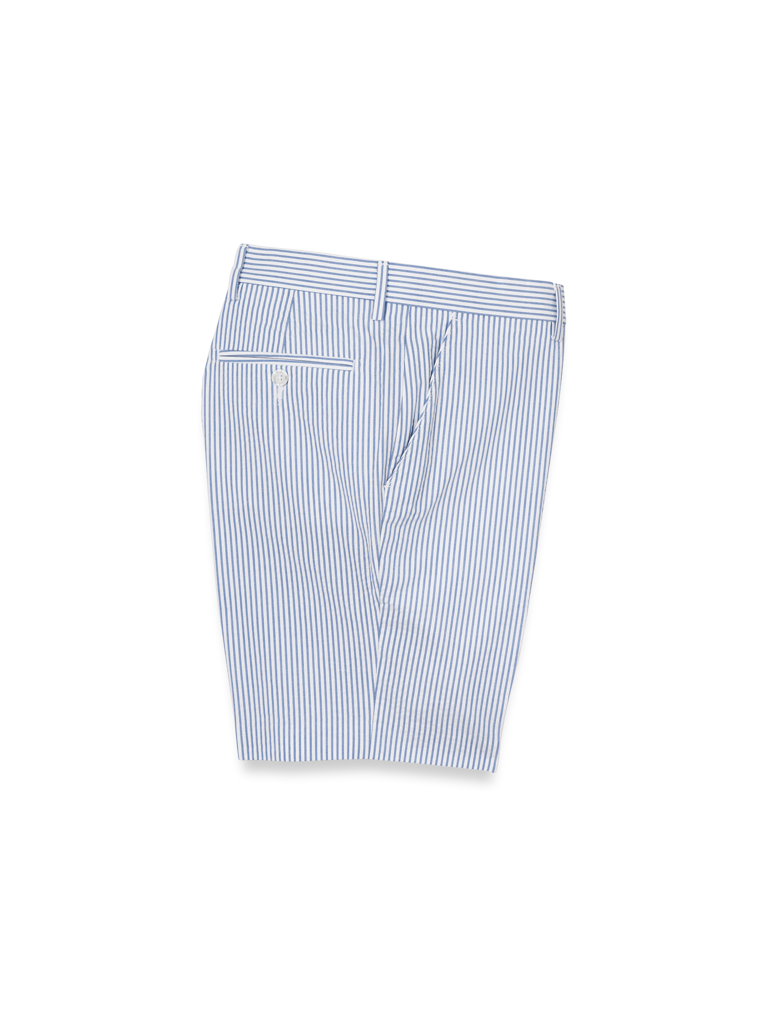 Product Image of Cotton Seersucker Shorts-Blue Stripe#model_flat front