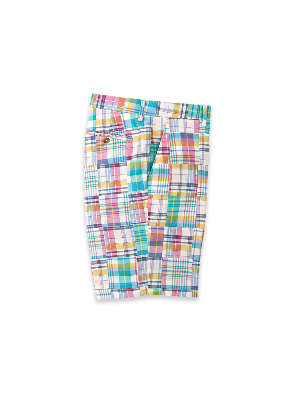 Product Image of Cotton Madras Flat Front Shorts-Pink Multi