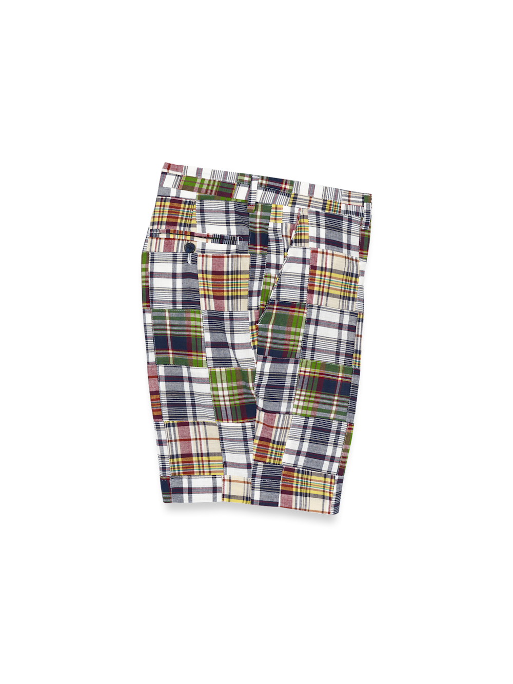 Product Image of Cotton Madras Flat Front Shorts-Blue Multi