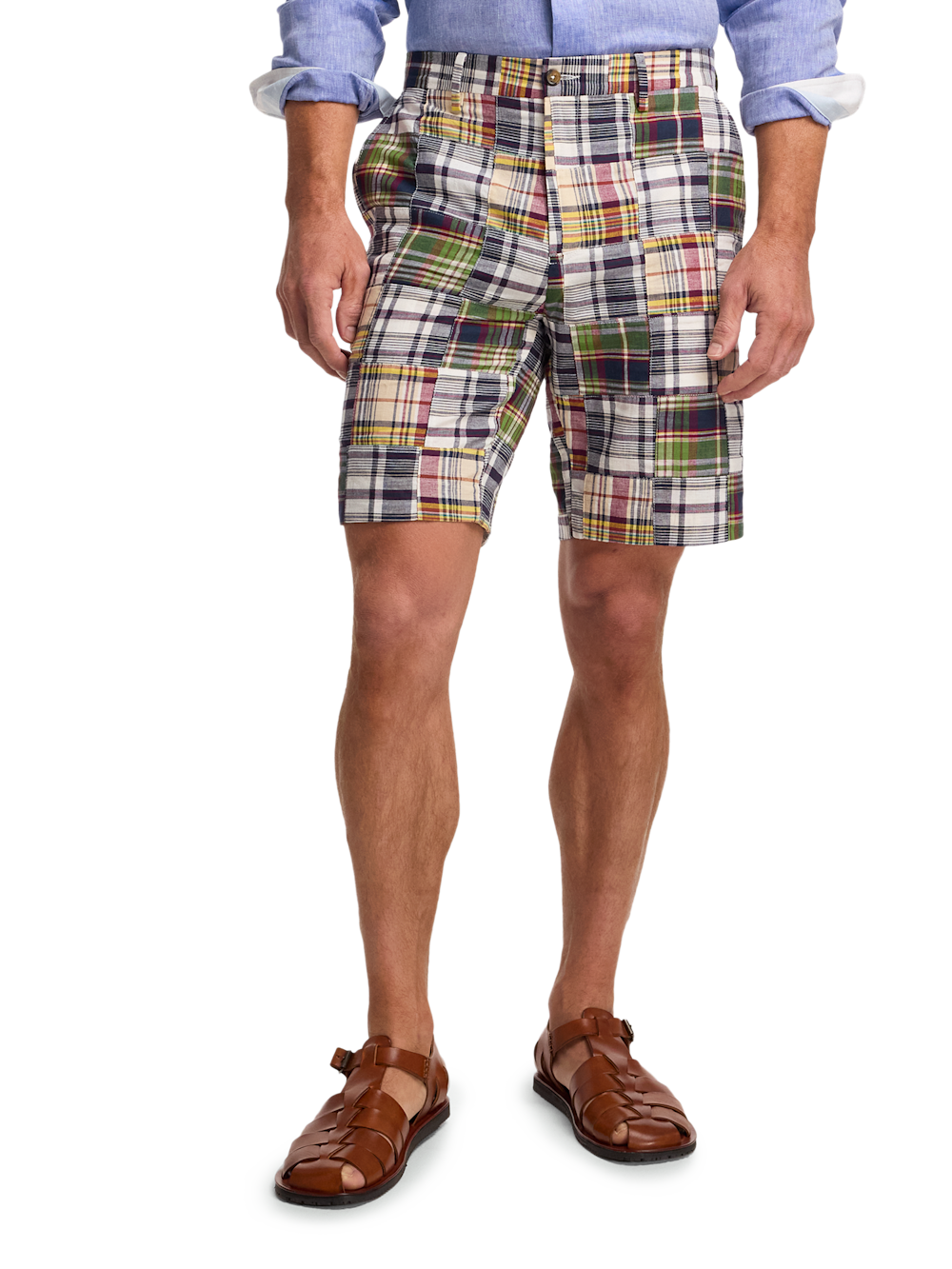 Alternate Image of Cotton Madras Flat Front Shorts-1
