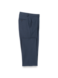 Microfiber Check Single Pleat Pants - Navy