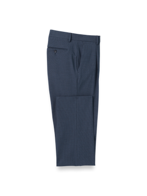 Microfiber Check Single Pleat Pants - Navy