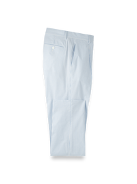 Cotton Seersucker Single Pleated Pants - Blue/white