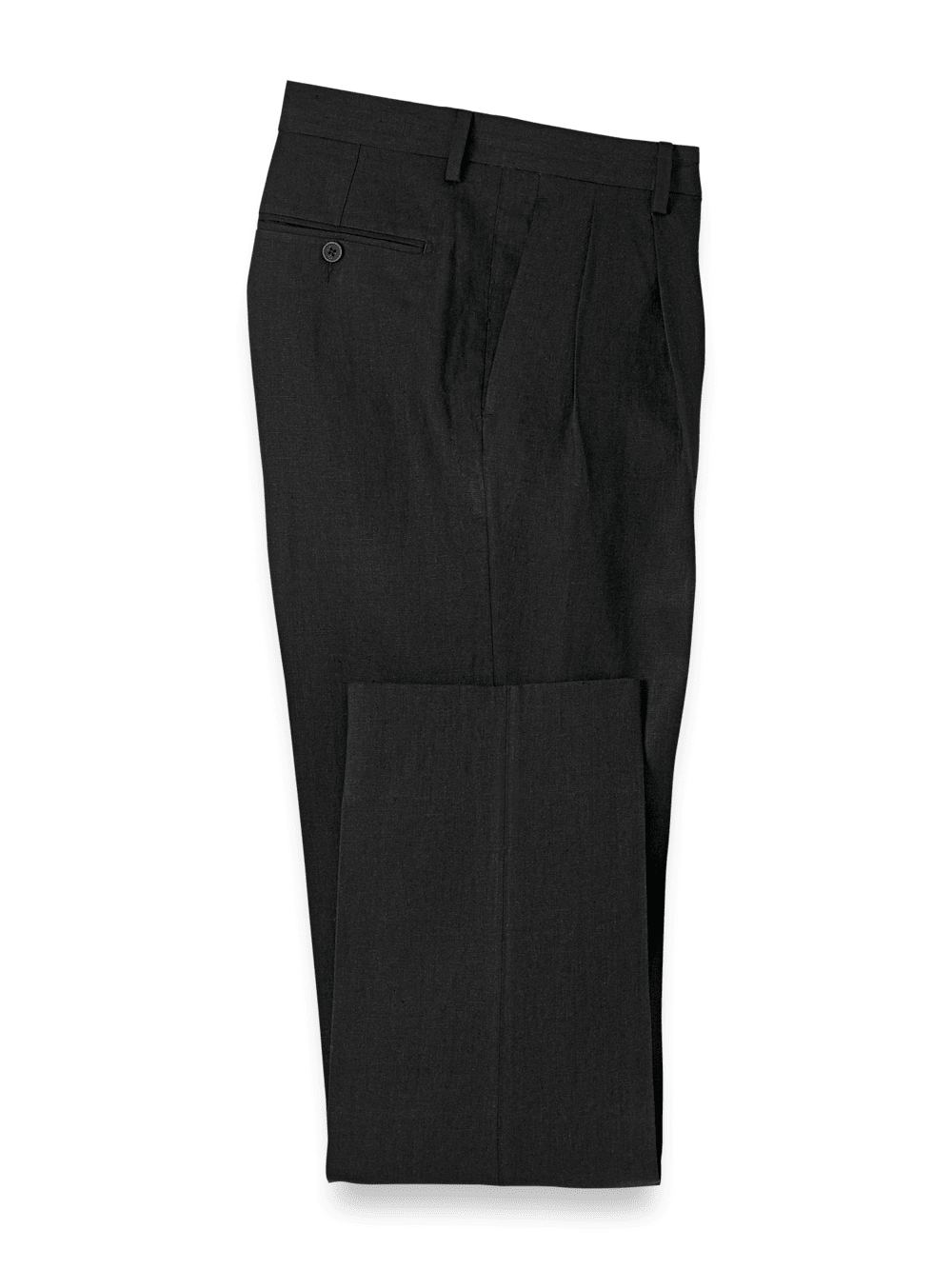 Product Image of Linen Chambray Twill Pants-Black#model_pleated front