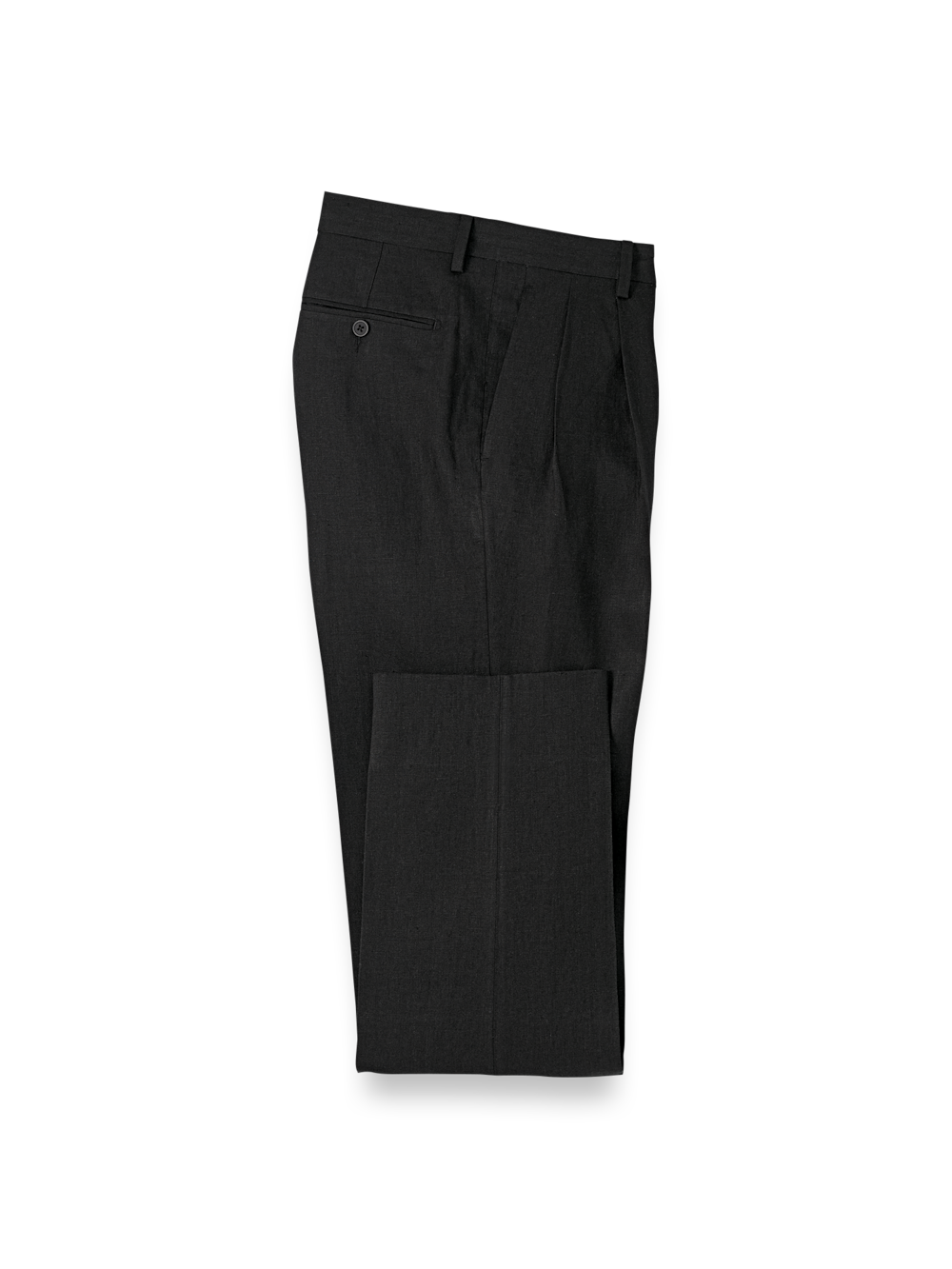 Product Image of Linen Chambray Twill Pants-Black#model_pleated front