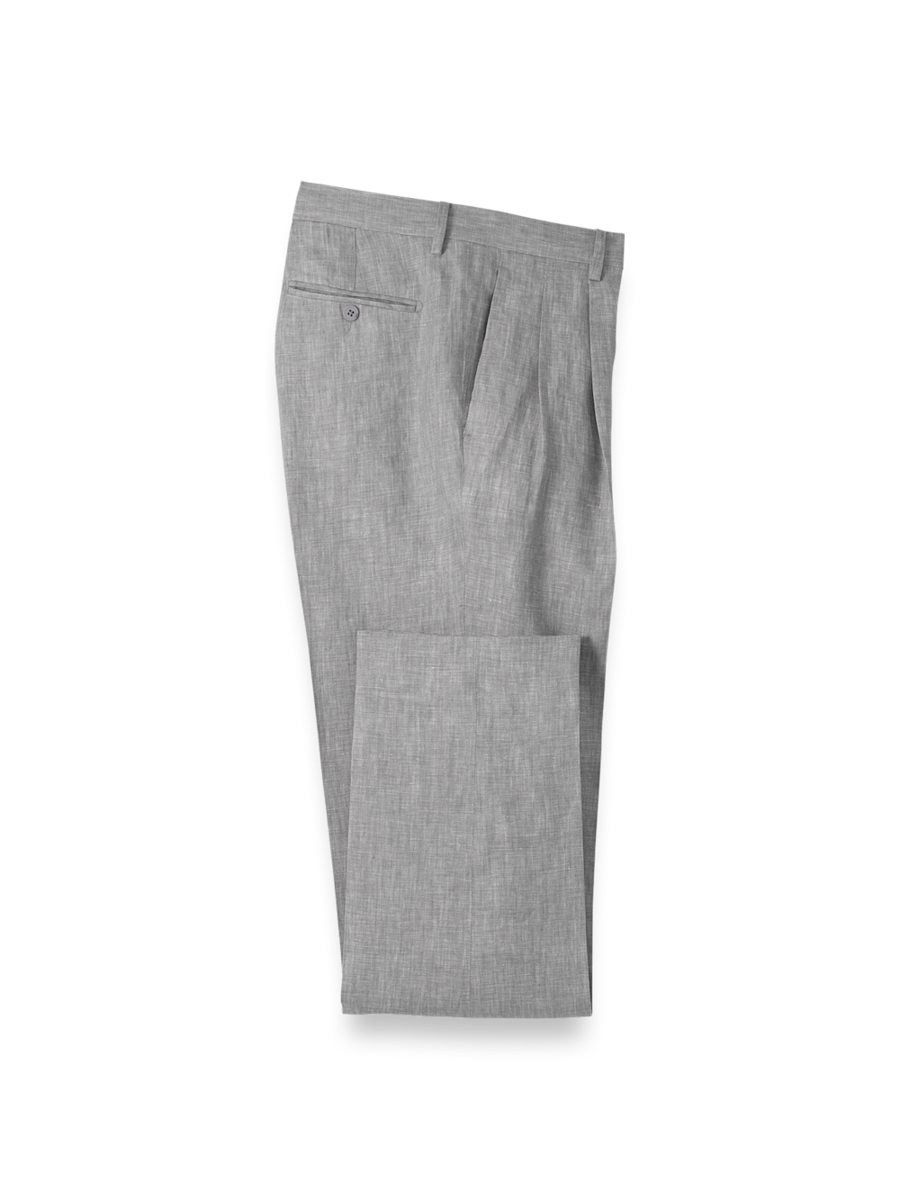Product Image of Linen Chambray Twill Pants-Grey#model_pleated front
