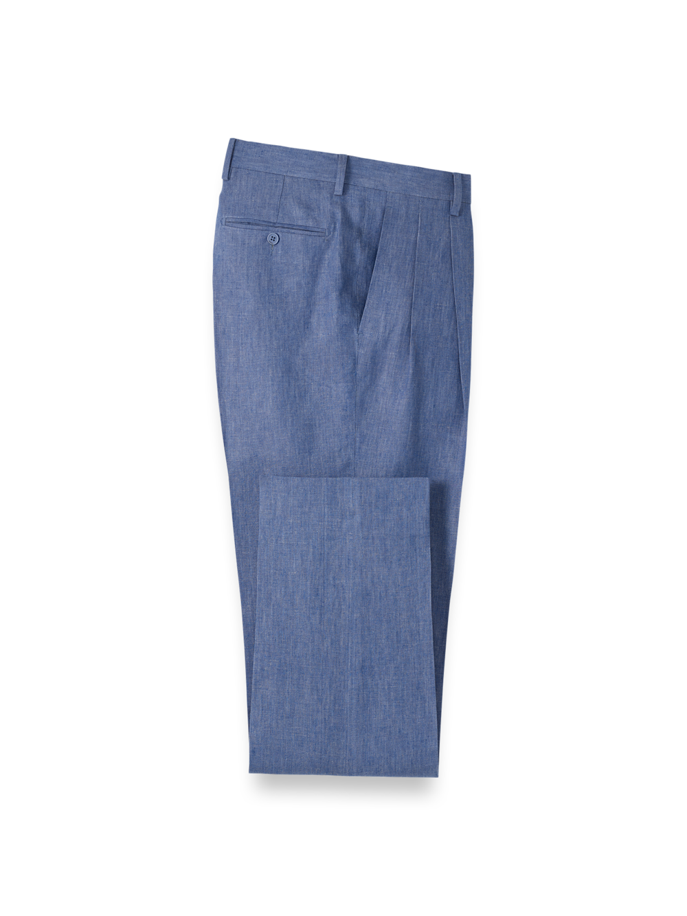 Product Image of Linen Chambray Twill Pants-Blue#model_pleated front