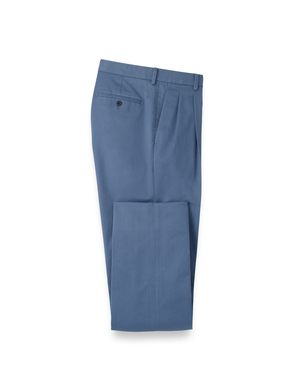 Product Image of Non-iron Cotton Stretch Twill Pants-Blue#model_pleated front
