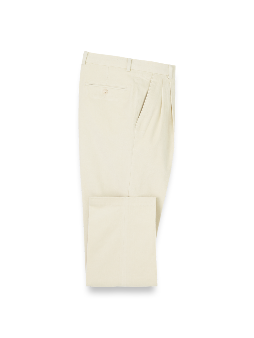 Product Image of Cotton Stretch Corduroy Pants-Winter White#model_pleated front