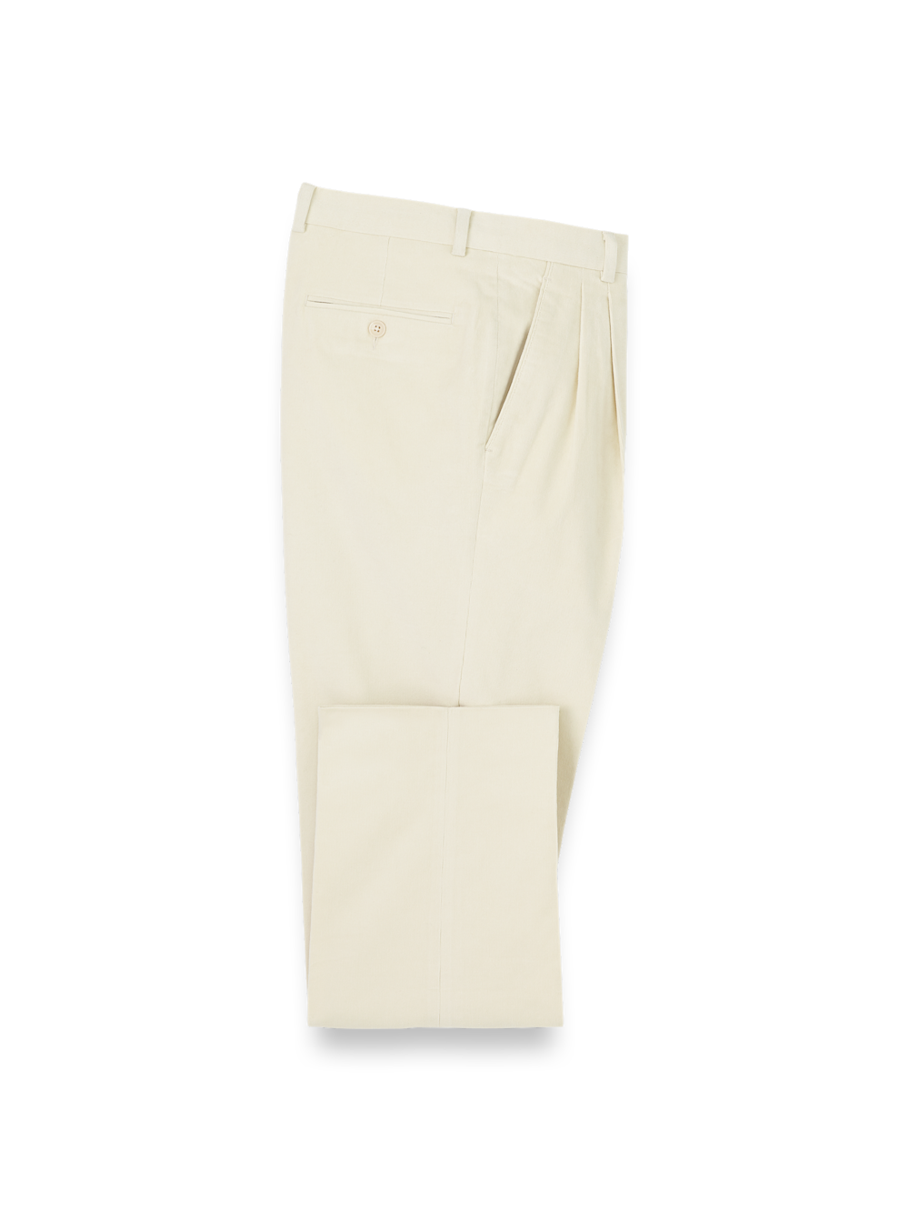 Product Image of Cotton Stretch Corduroy Pants-Winter White#model_pleated front