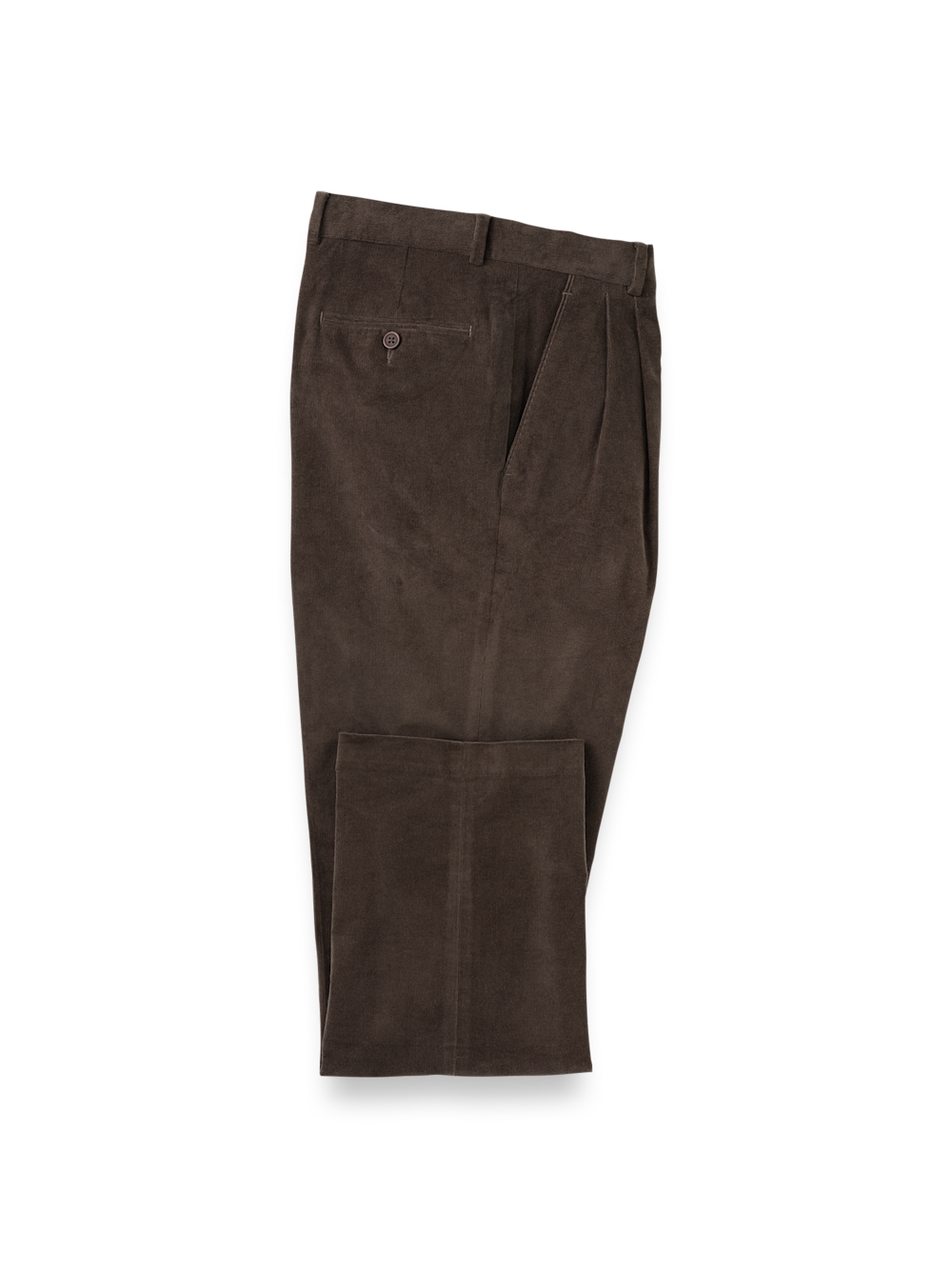 Product Image of Cotton Stretch Corduroy Pants-Dark Brown#model_pleated front