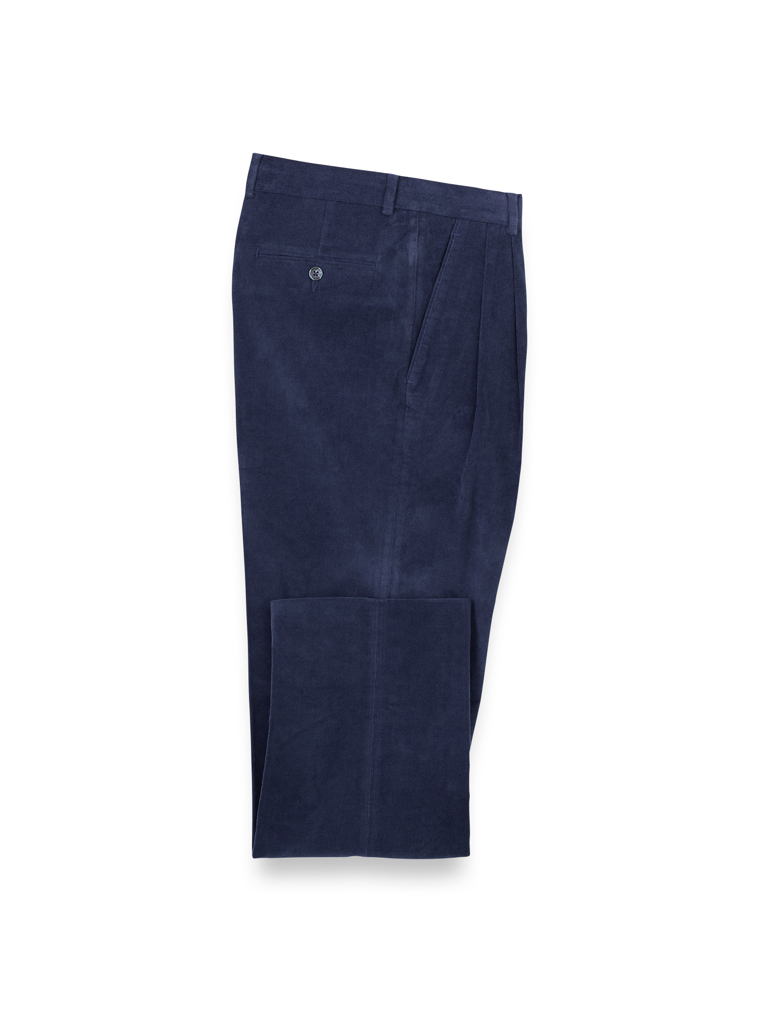 Product Image of Cotton Stretch Corduroy Pants-Blue#model_pleated front