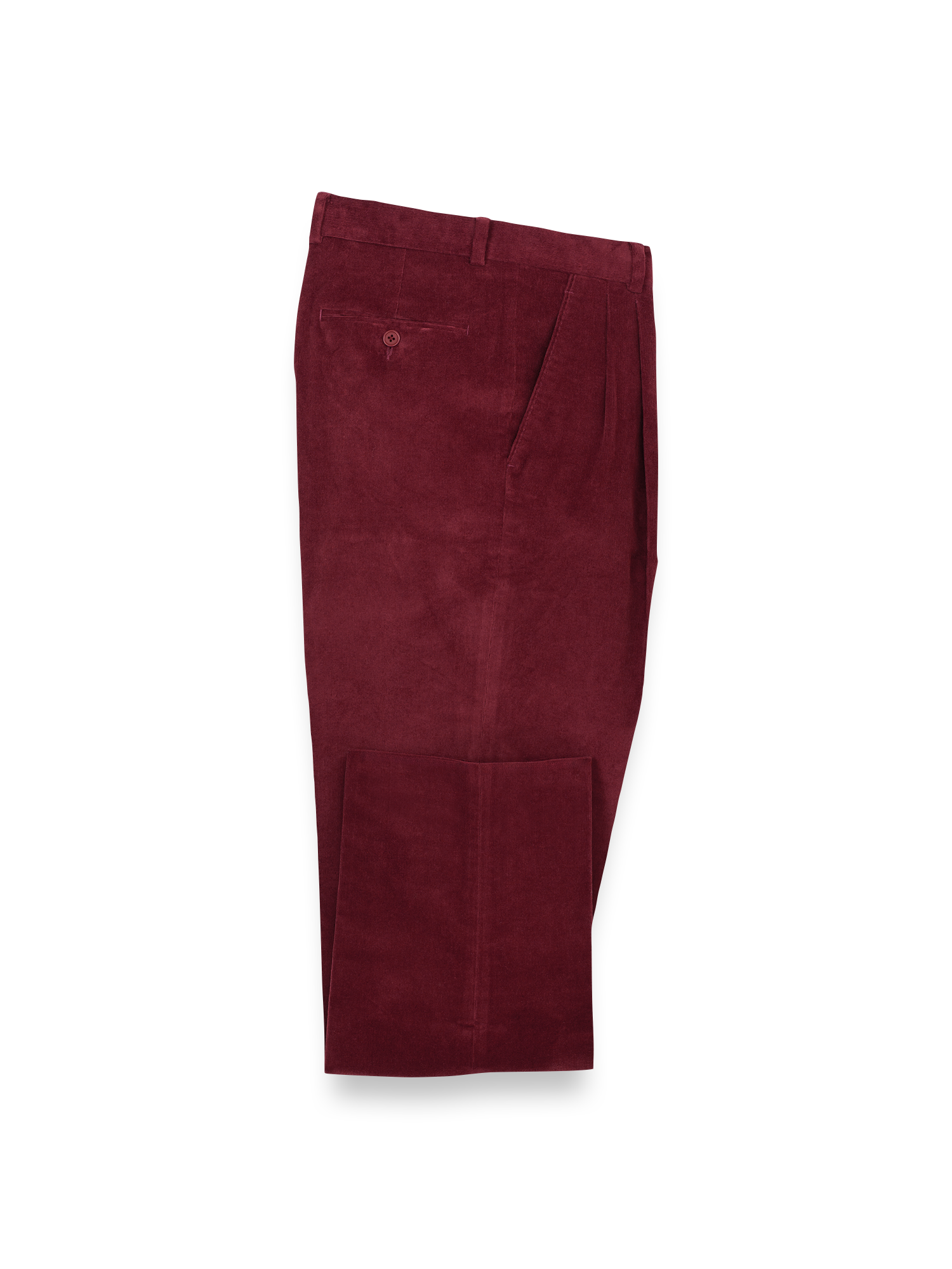 Product Image of Cotton Stretch Corduroy Pants-Burgundy#model_pleated front