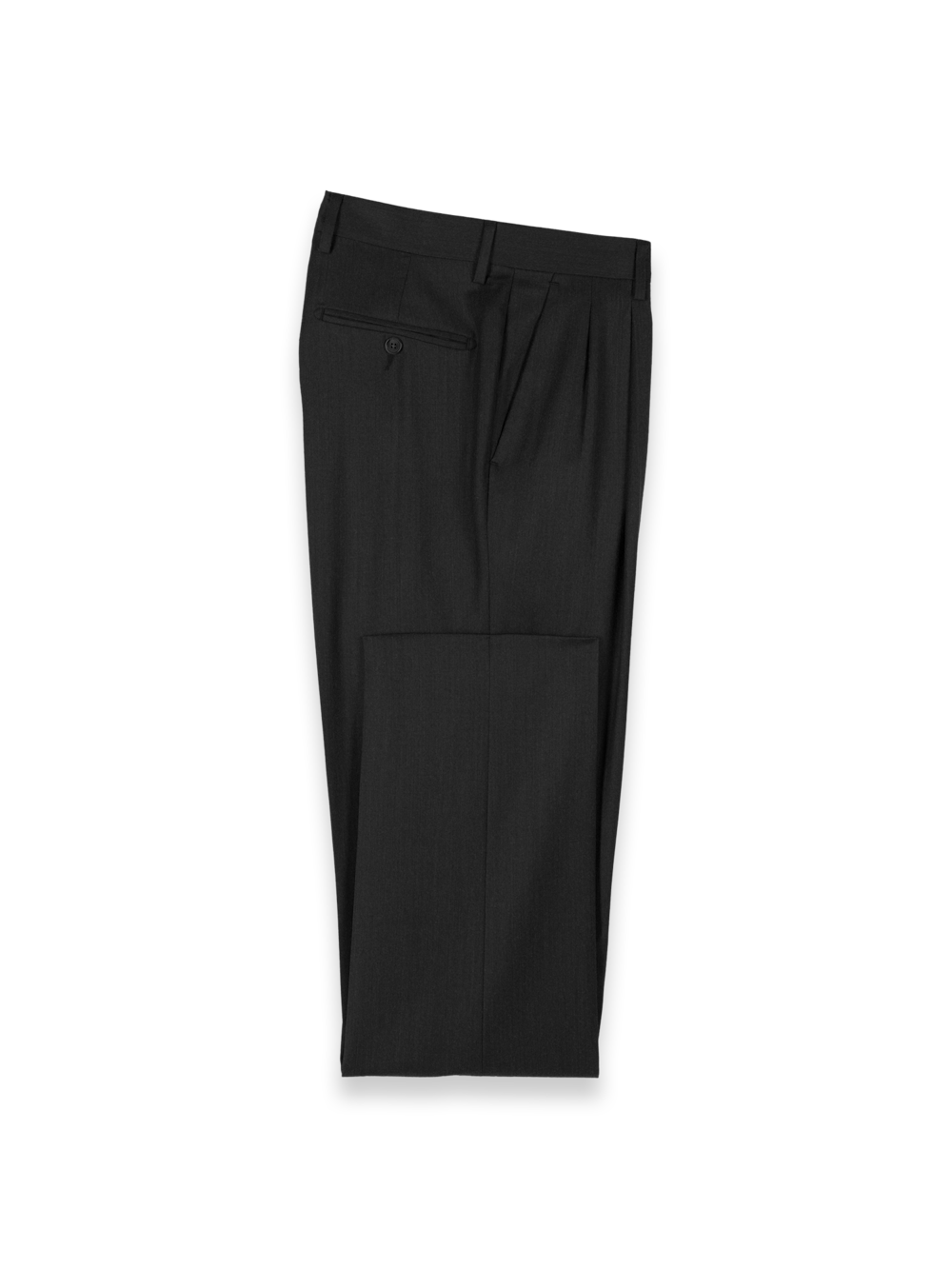 Product Image of Wool Flannel Solid Pants-Black#model_pleated front