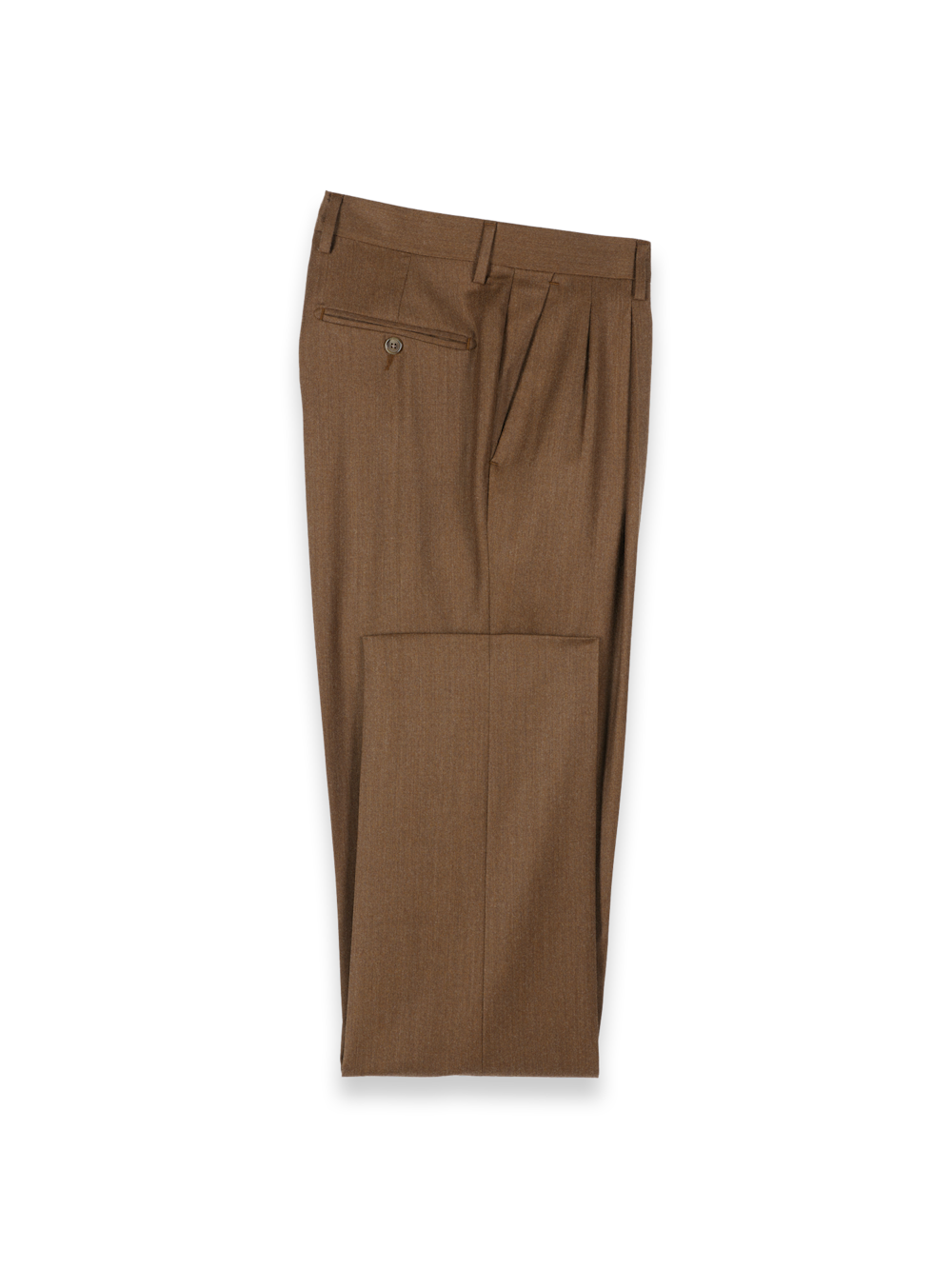 Product Image of Wool Flannel Solid Pants-Brown#model_pleated front