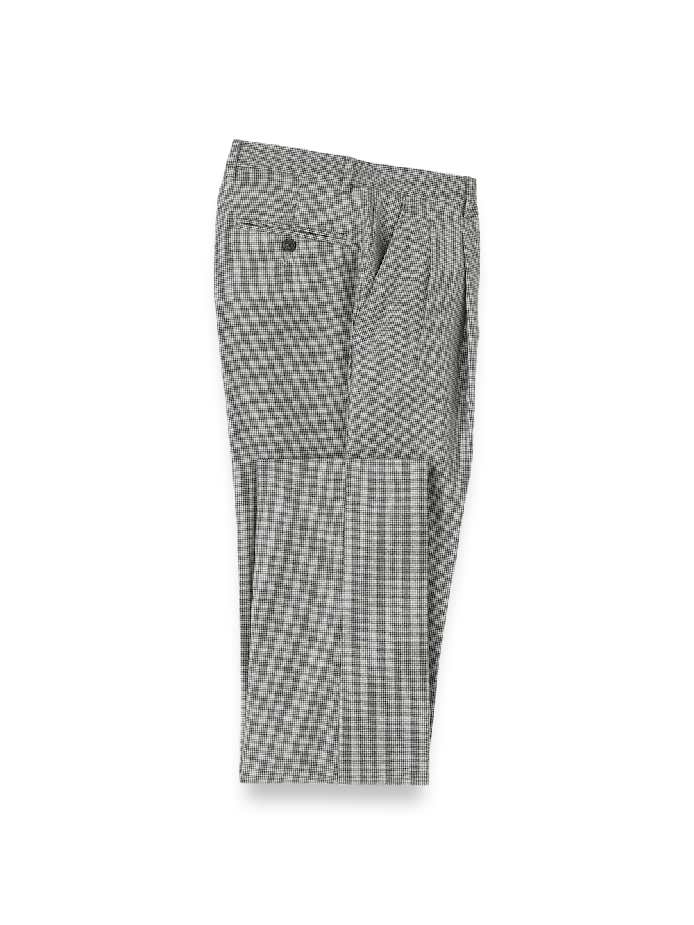 Product Image of Wool Flannel Houndstooth Pants-Black#model_pleated front