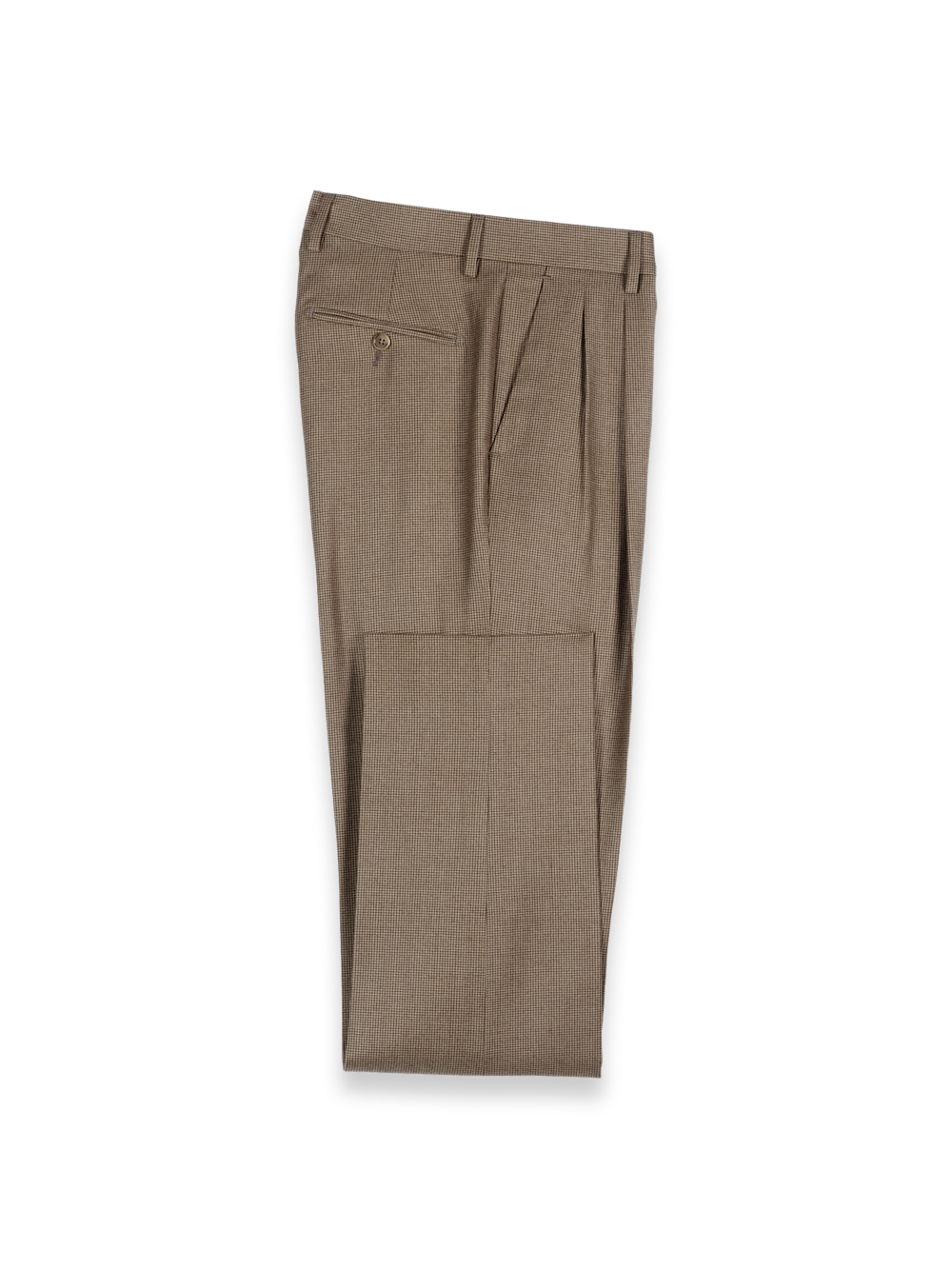 Product Image of Wool Flannel Houndstooth Pants-Brown#model_pleated front