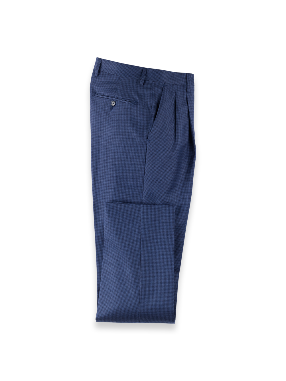 Product Image of Wool Flannel Houndstooth Pants-Blue#model_pleated front