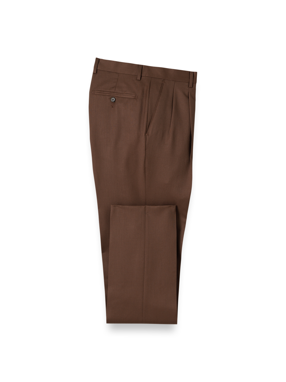 Product Image of Wool Gabardine Pants-Brown#model_pleated front