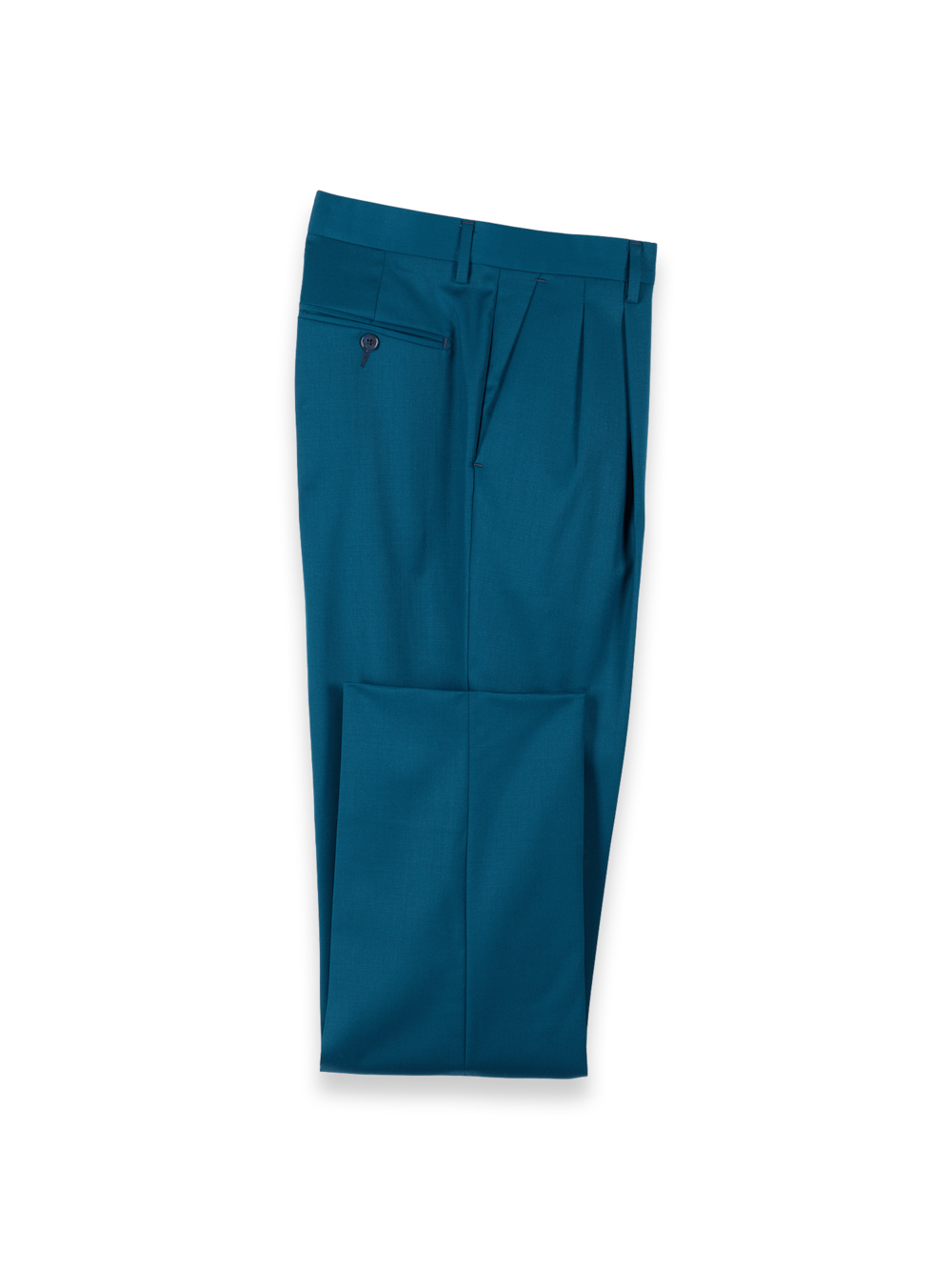 Product Image of Wool Gabardine Pants-Dark Teal#model_pleated front