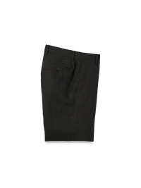 Linen Chambray Twill Flat Front Shorts - Black