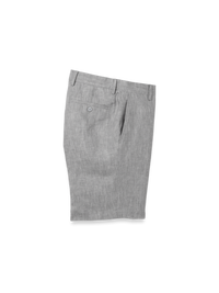 Linen Chambray Twill Flat Front Shorts - Grey