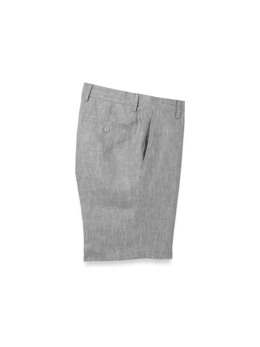 Linen Chambray Twill Flat Front Shorts - Grey